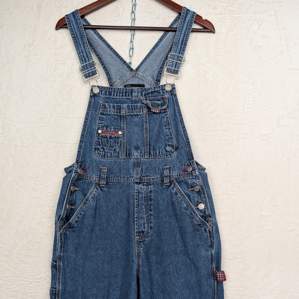 VTG No Boundaries Overalls Women 33x28 Junior 3 Blue Plaid Carpenter Utility 90s